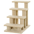 25" 4-Step Multi-Level Carpeted Cat Scratching Post – Cream White / 630x150x420 mm