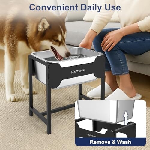 2.5 Gallon 14.2" Raised Stainless Steel Large Dog Water Bowl with Full Metal Stand for Relief Joint Pressure – view 8