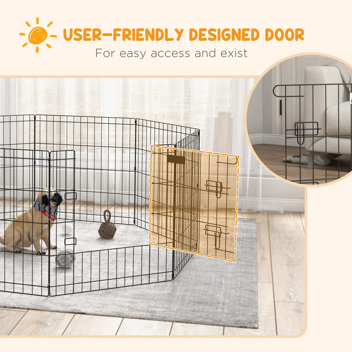 Foldable Metal Exercise Playpen for Dogs and Pets – view 7