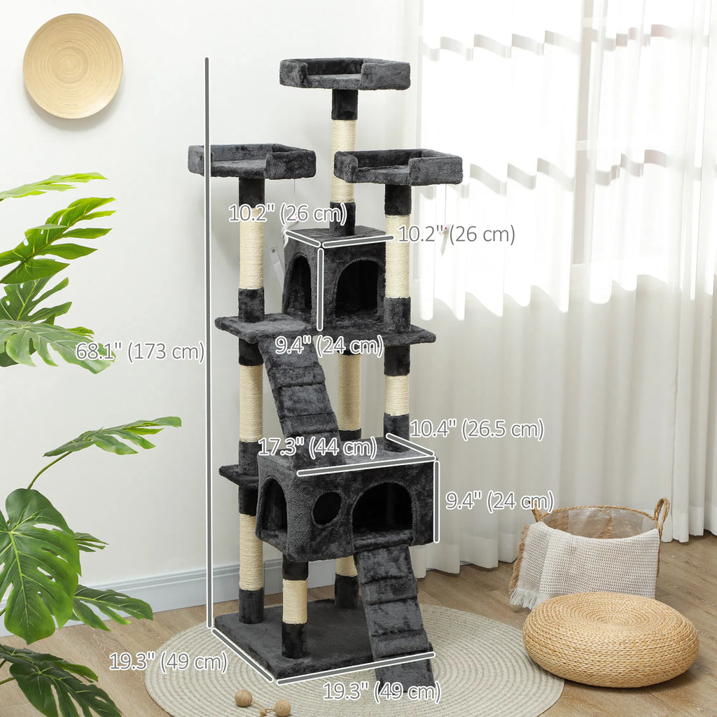 Multi-Level Cat Scratching Tree Activity Center with Toys – view 7