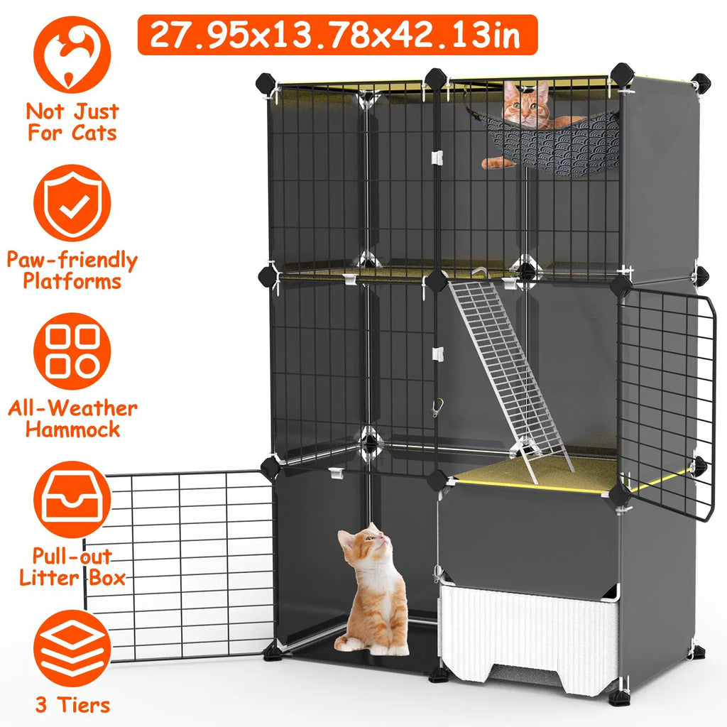 3 Tier Cat Cage with Litter Box and Hammock for Indoor Use – view 11