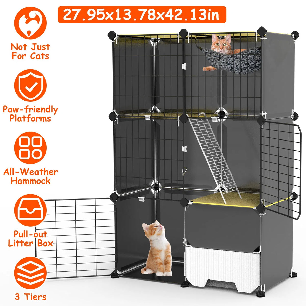 3 Tier Cat Cage with Litter Box and Hammock for Indoor Use – view 11