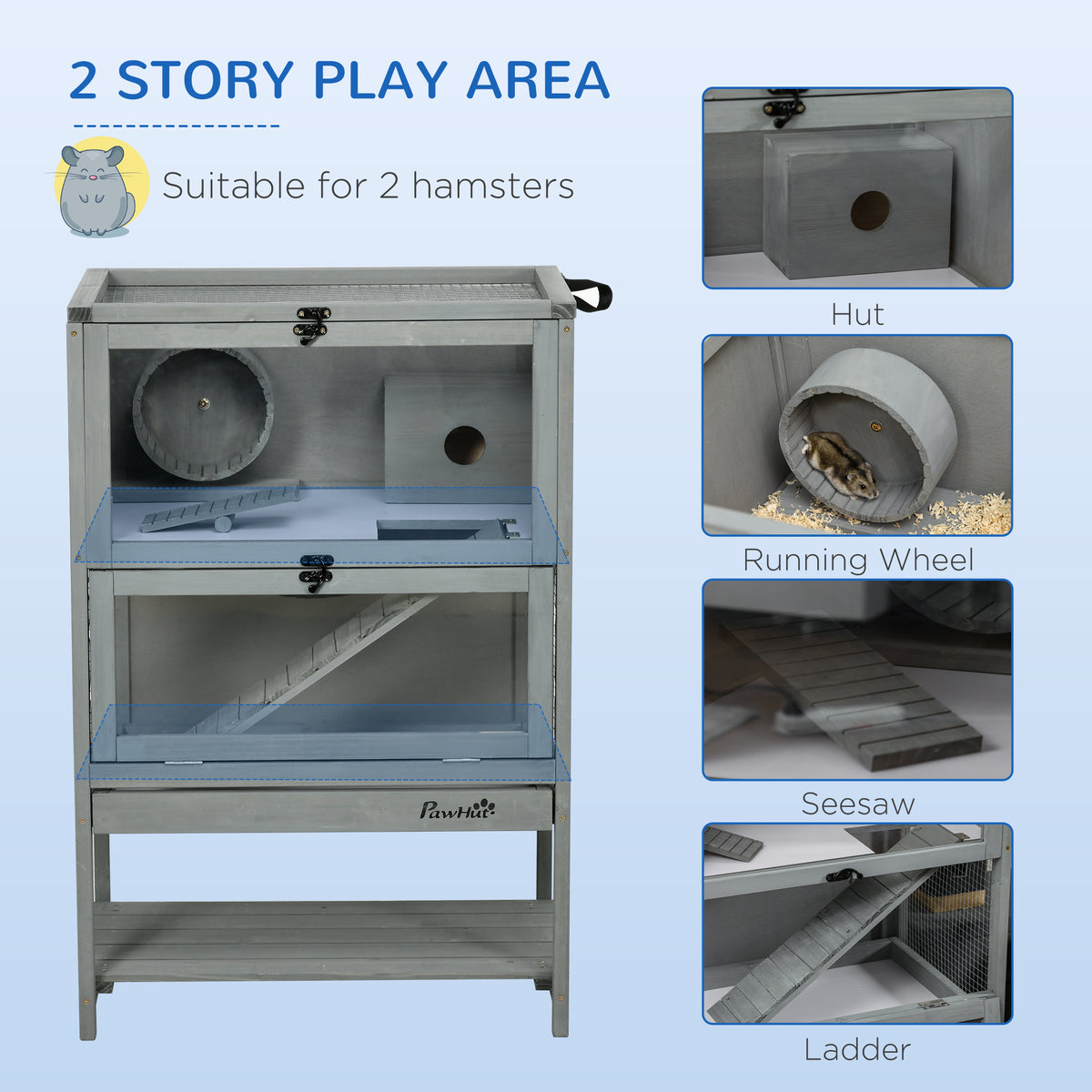 Wooden Hamster Cage with Storage and Accessories – view 8