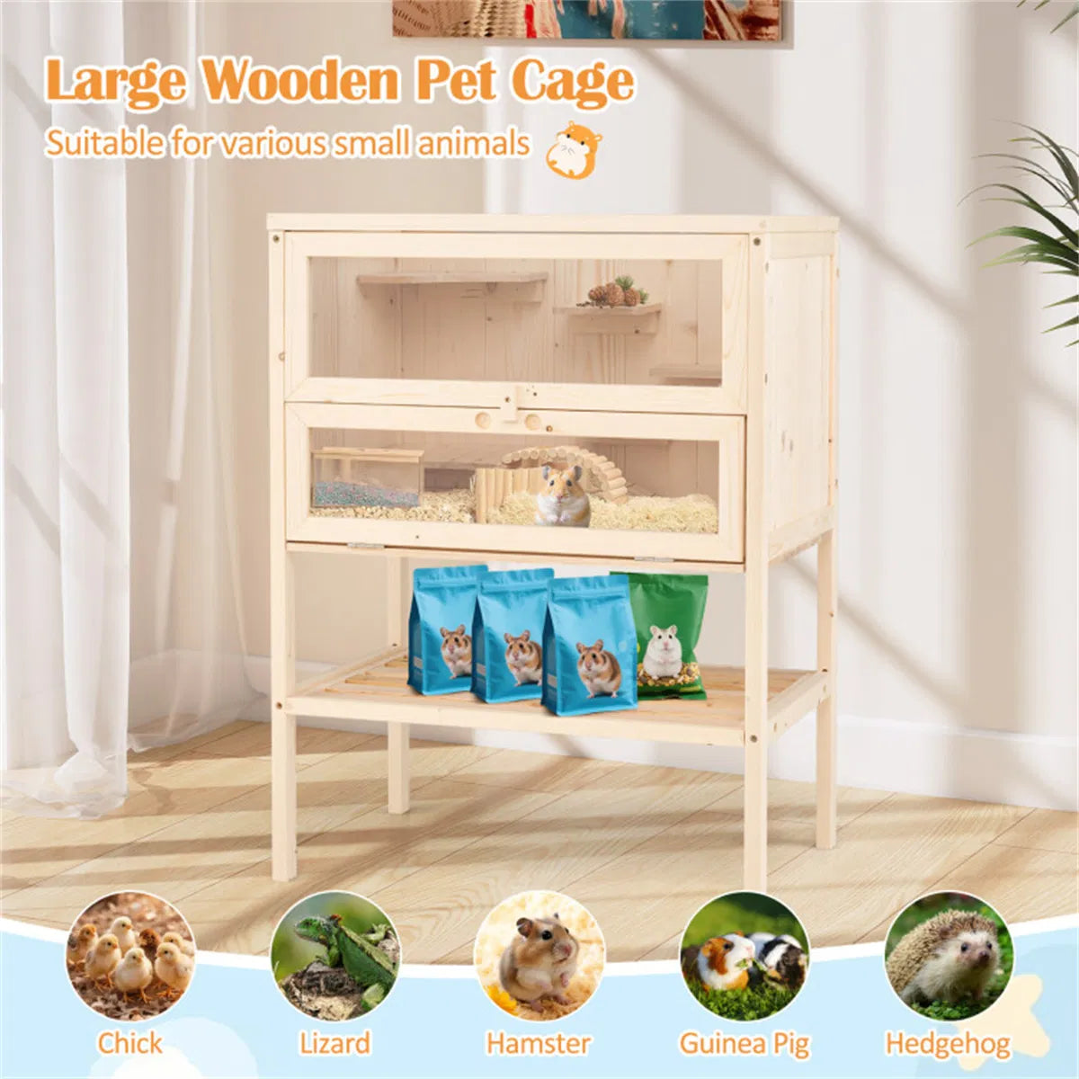 Fir Wood Hamster Cage with Flip Roof – view 7