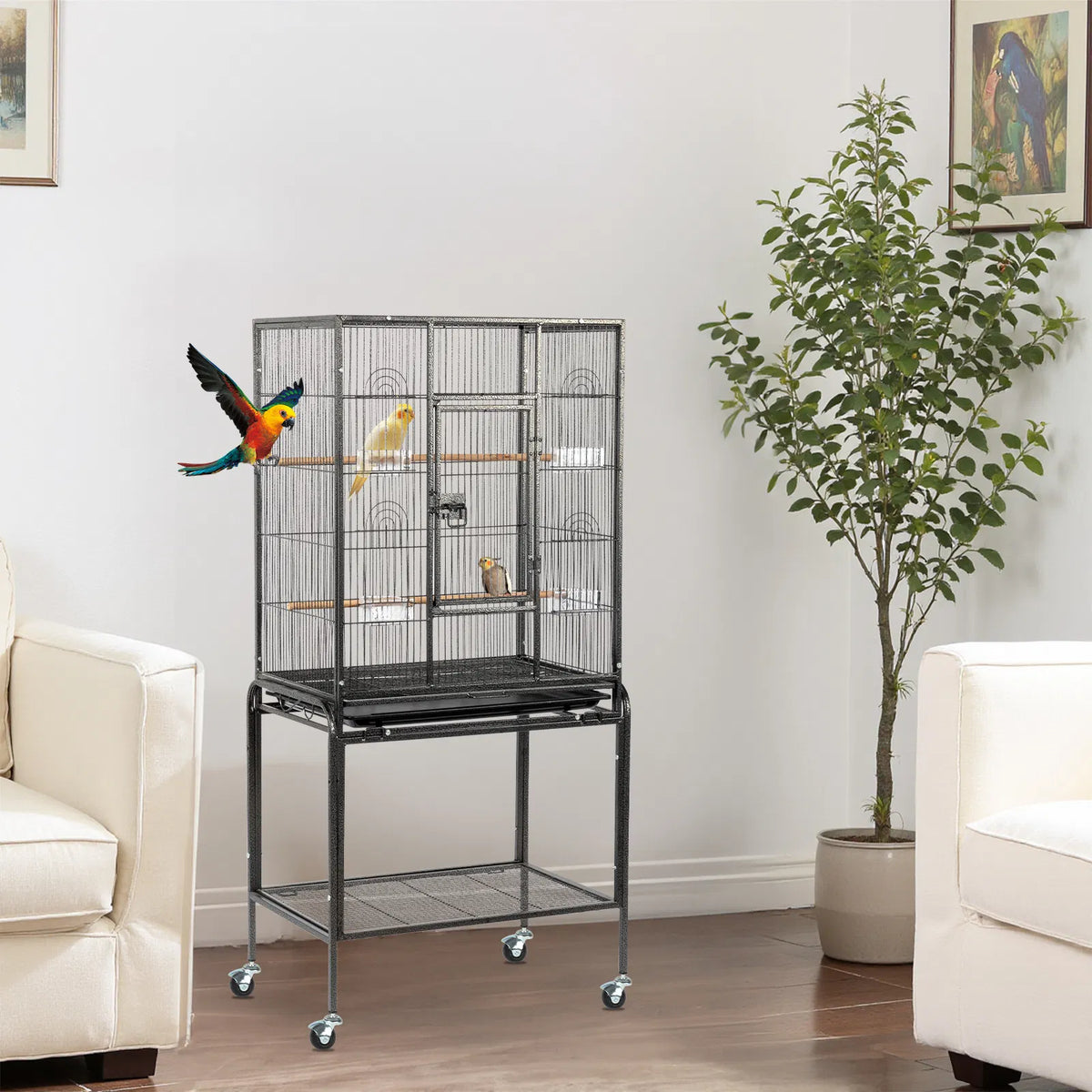 Large Flight Bird Cage with Rolling Stand for Small Birds – view 11