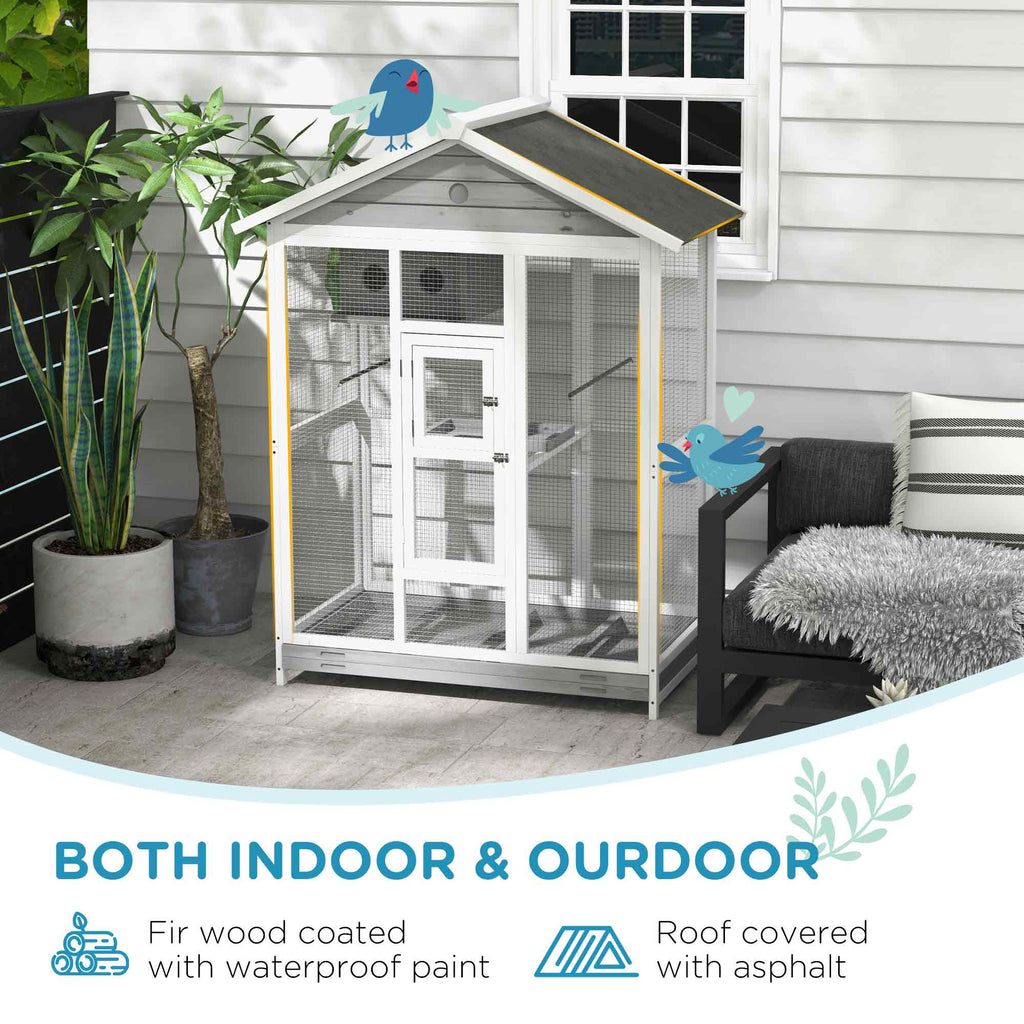 Wooden Bird Cage Aviary with Perches and Slide-Out Tray – view 9