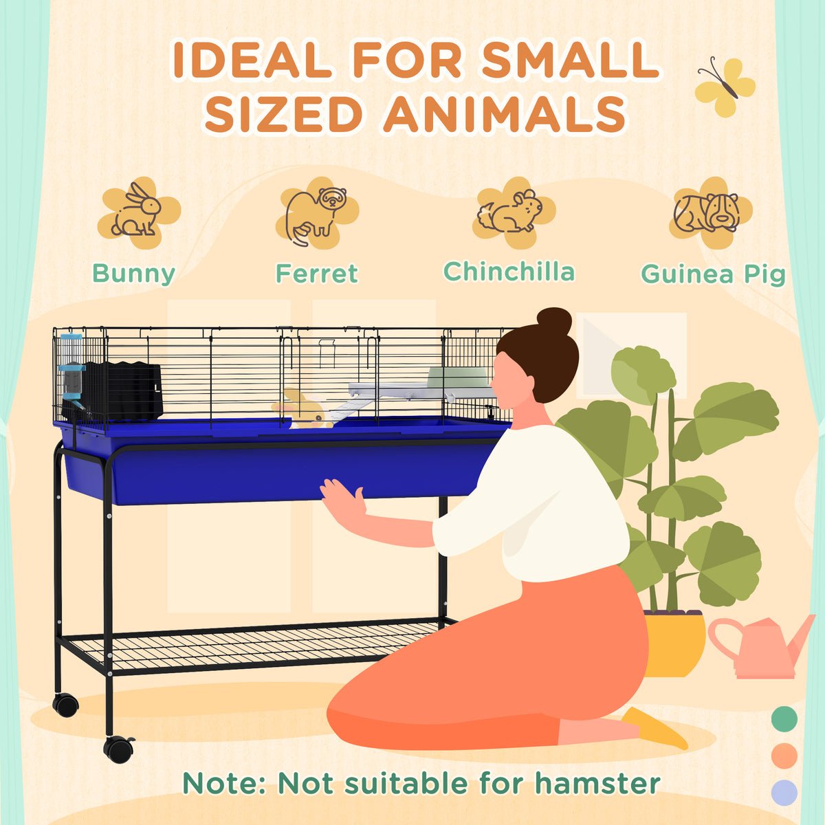 Two-Story Small Animal Cage with Removable Stand and Wheels – view 7