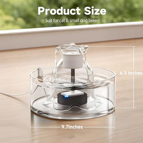 2.7L/91 oz Ultra-Quiet Pet Fountain Glass Cat Water Fountain Includes 2 Filters – view 10