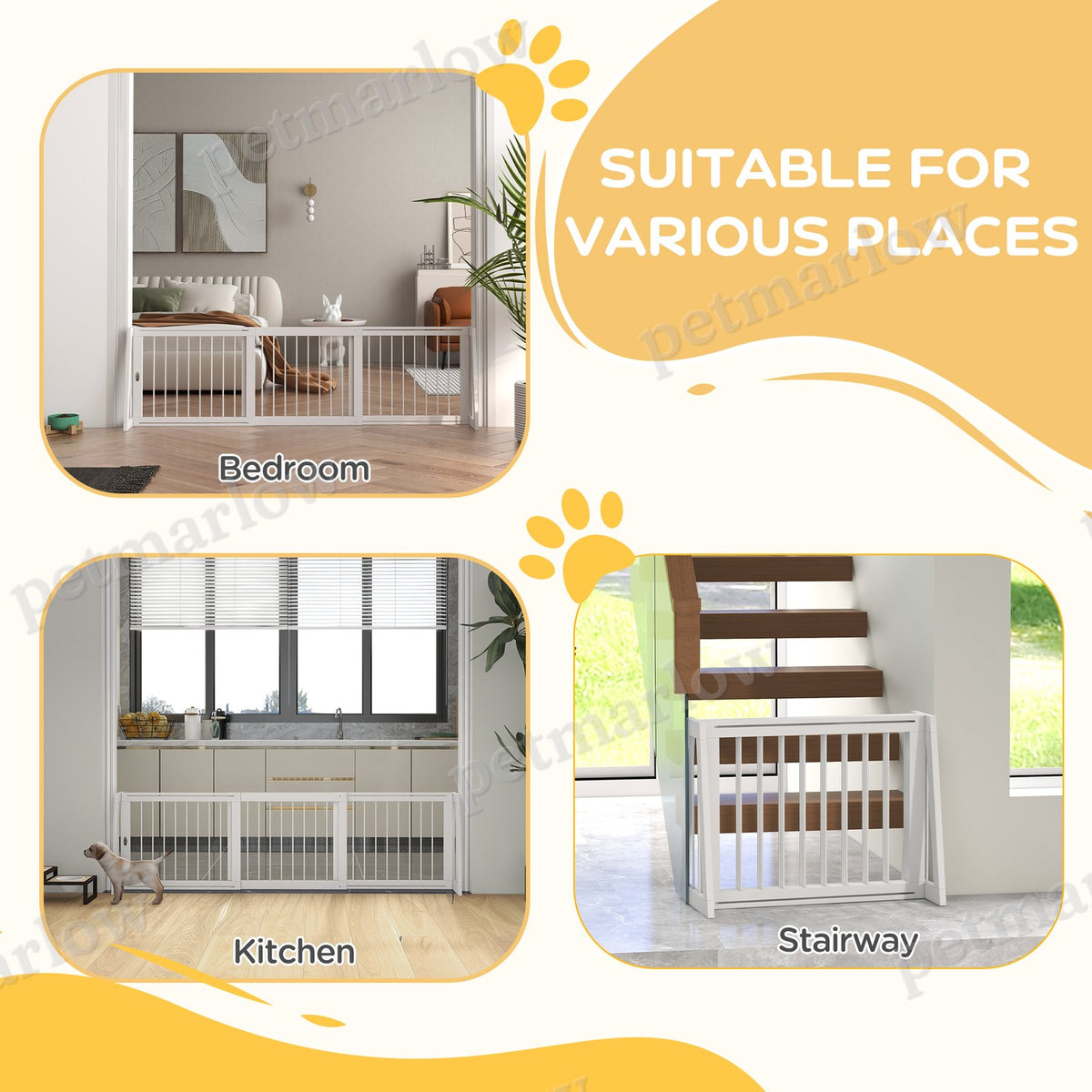 Freestanding Wooden Pet Gate with Support Feet – view 3