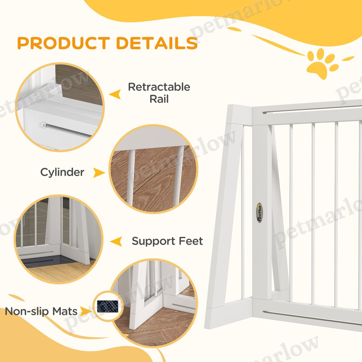 Freestanding Wooden Pet Gate with Support Feet – view 4