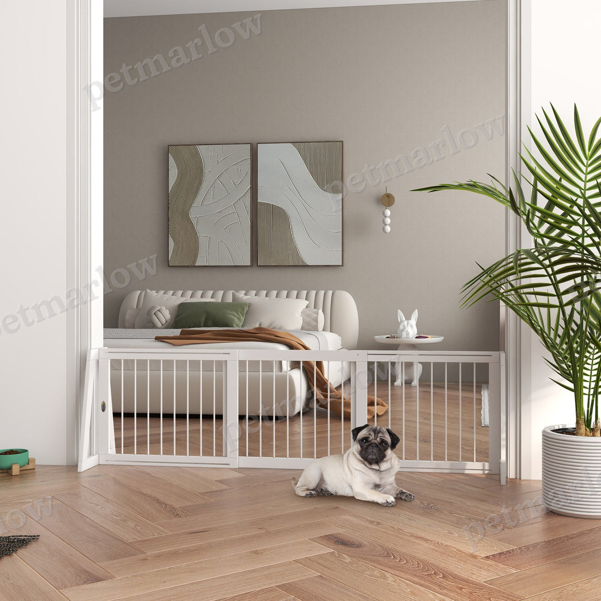 Freestanding Wooden Pet Gate with Support Feet – view 5