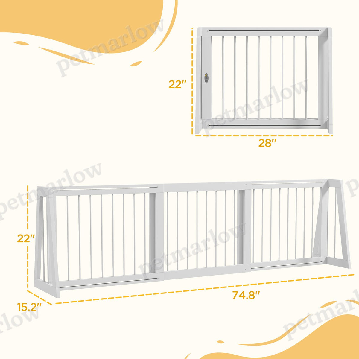 Freestanding Wooden Pet Gate with Support Feet – view 6