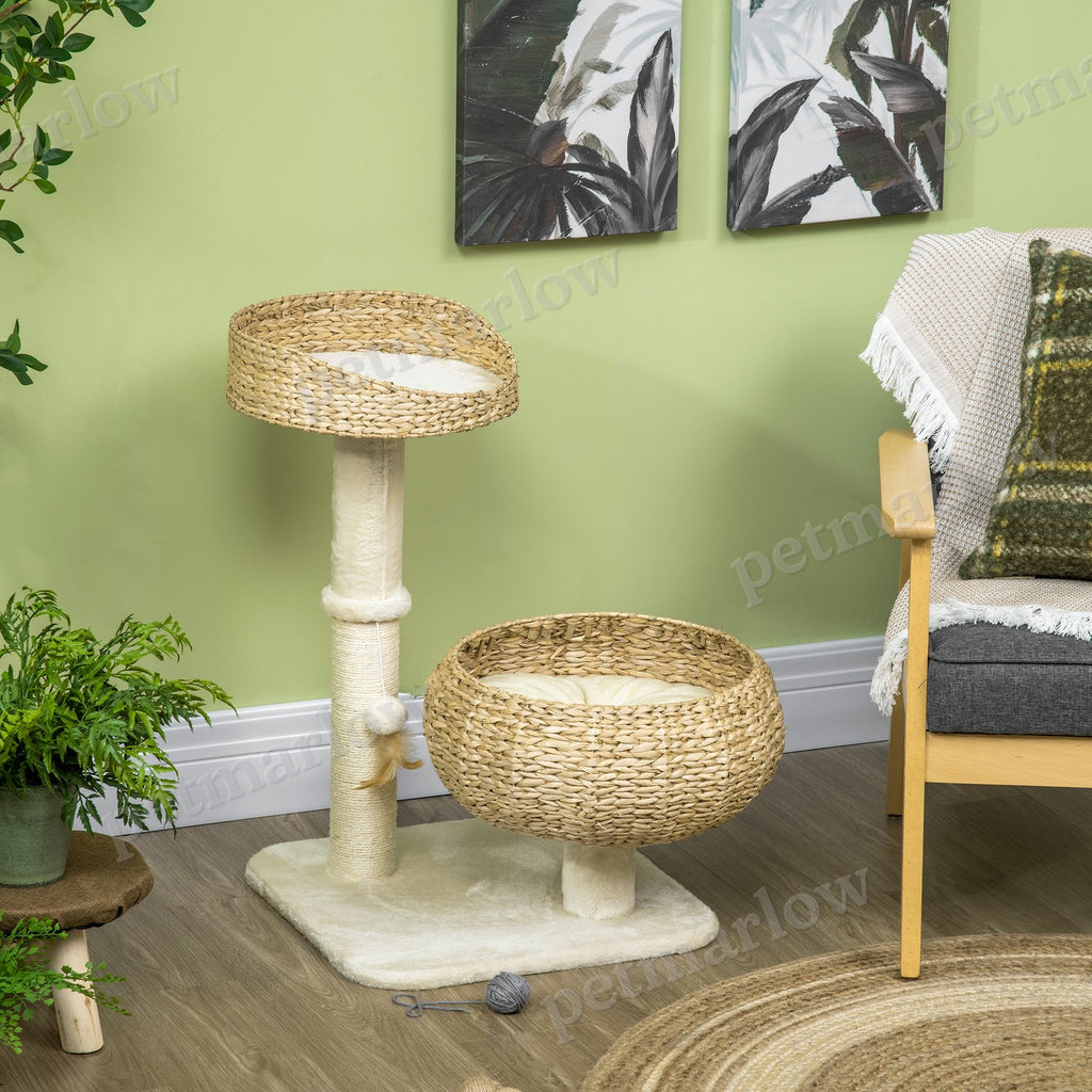 Elevated Cat Bed with Scratching Post for Play and Naps – view 3