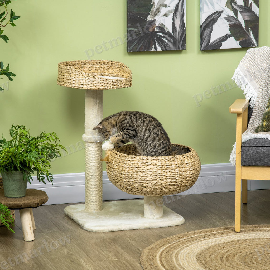 Elevated Cat Bed with Scratching Post for Play and Naps – view 4