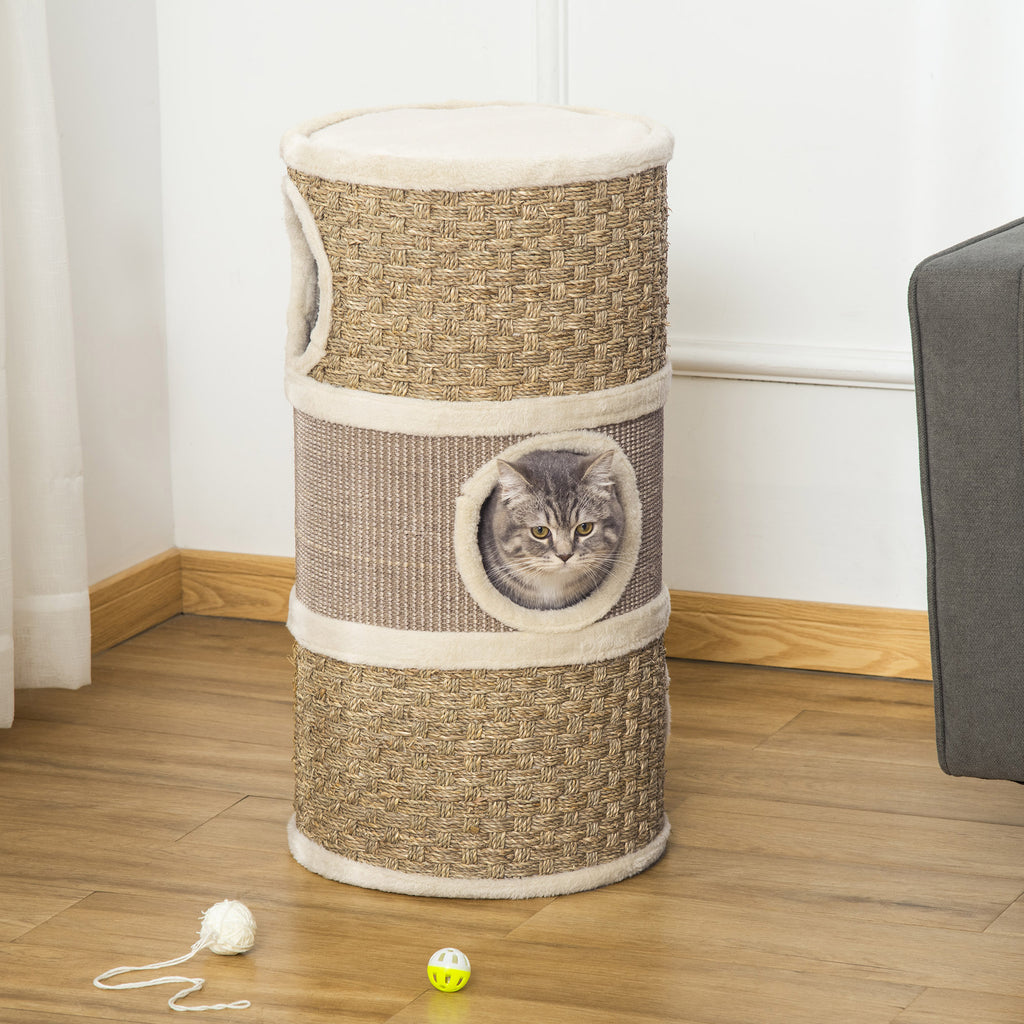 Cat Condo with Scratching Pad and Three Den Areas