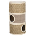 Cat Condo with Scratching Pad and Three Den Areas – Khaki / 400x400x720 mm