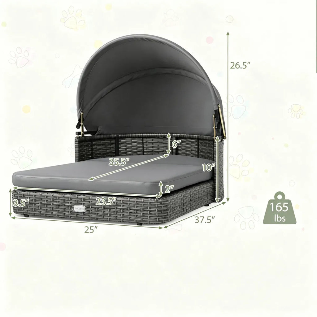Hand-Woven PE Rattan Dog Bed with Canopy – view 10