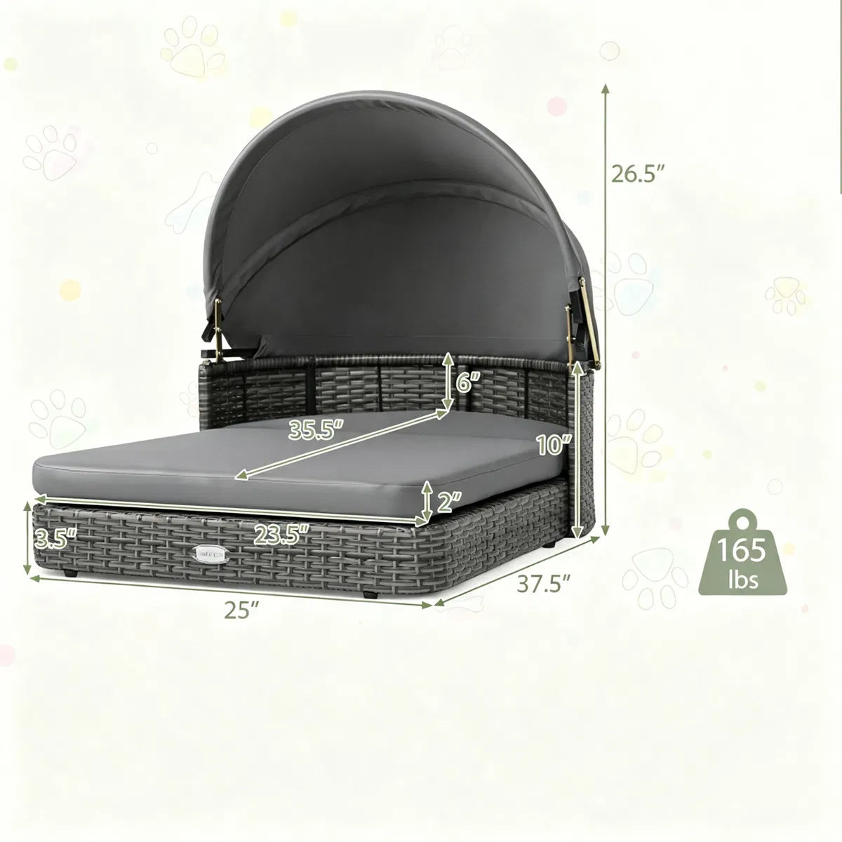 Hand-Woven PE Rattan Dog Bed with Canopy – view 10