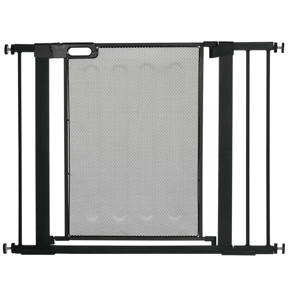 Metal Pet Gate with Auto Closing Door – Black