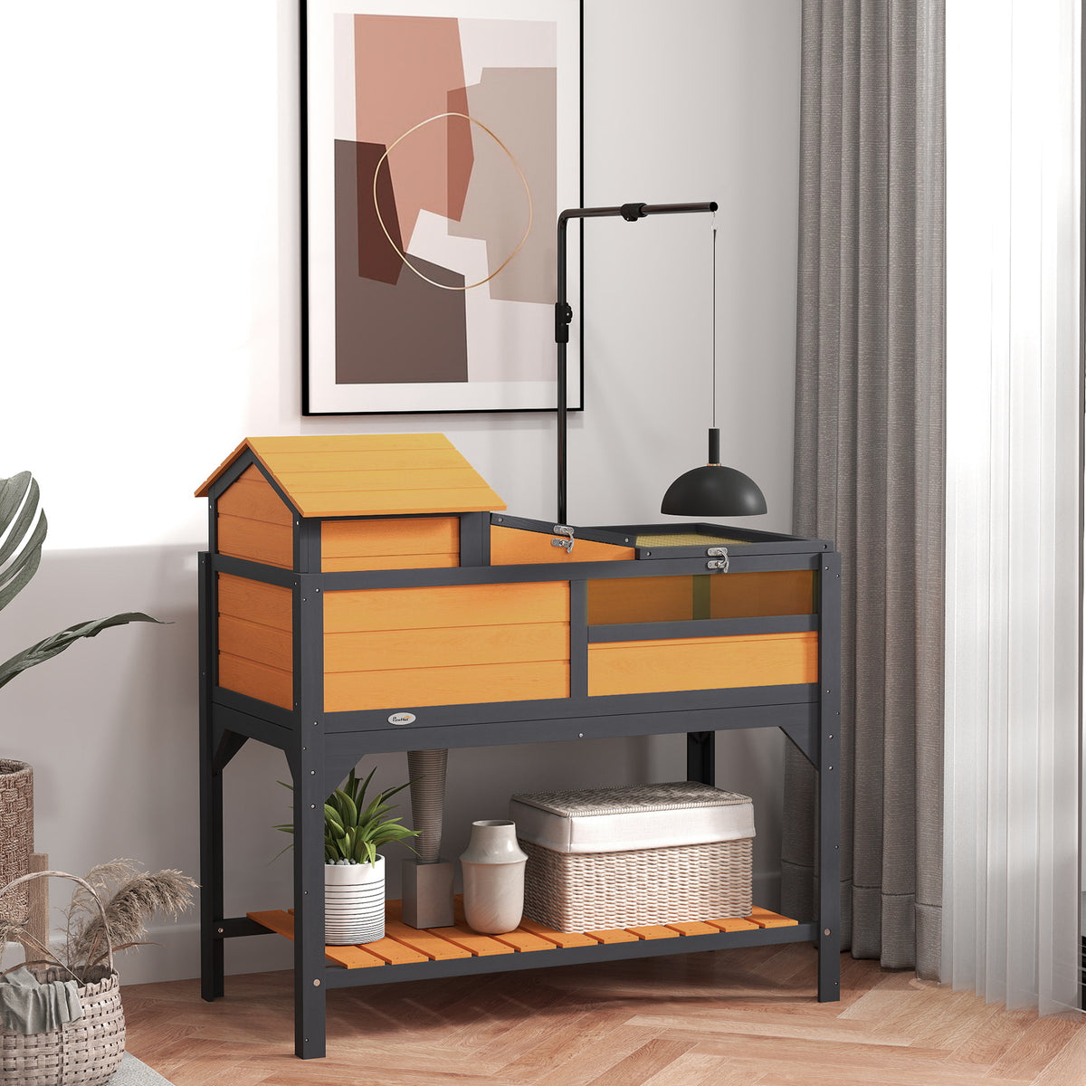 Tortoise Enclosure with Adjustable Lamp Holder and Storage Shelf – view 7