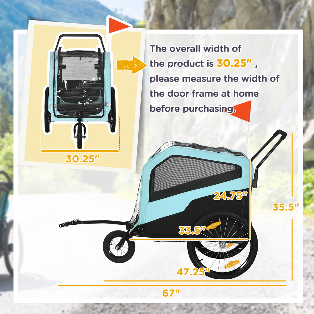2-in-1 Dog Bike Trailer and Stroller Carrier for Large Dogs