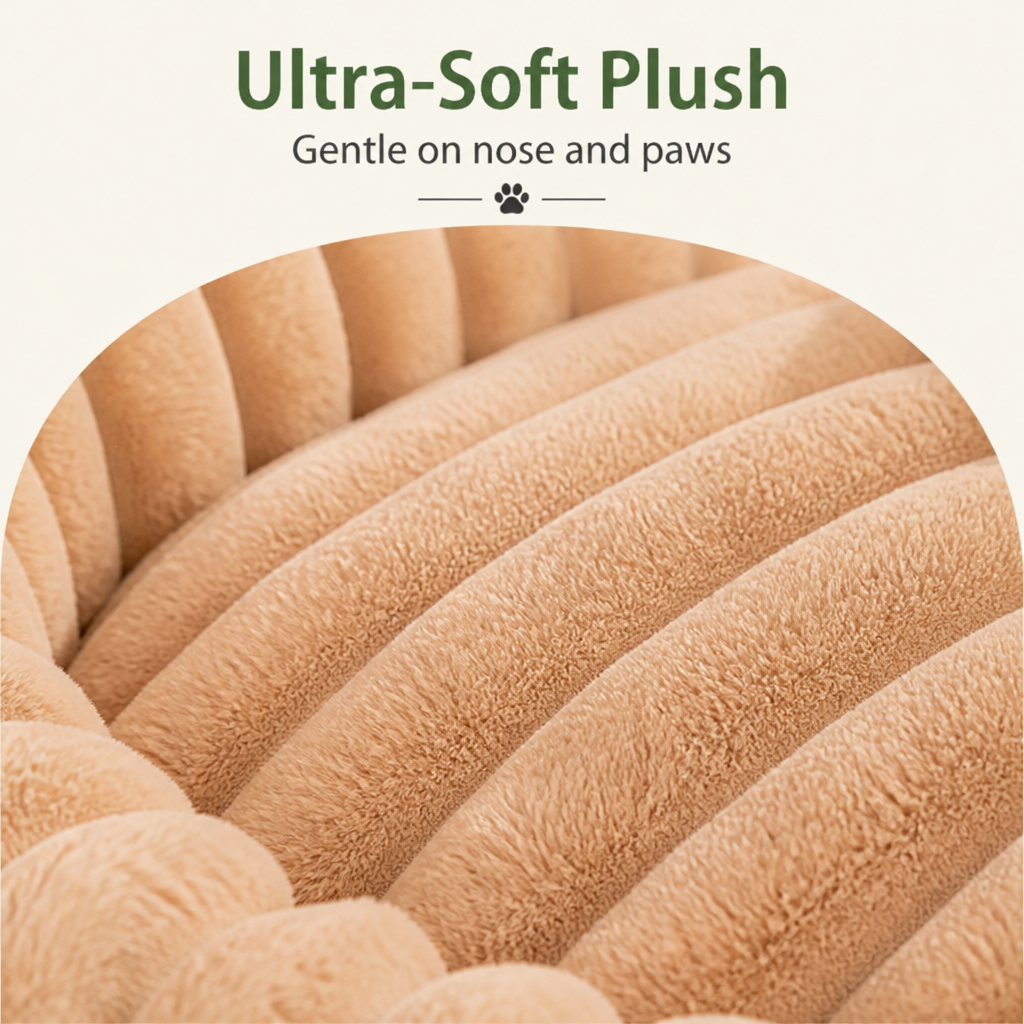 Petmarlow Long-Pile Plush & Insulated Round Dog Bed (For Small Dogs & Cats) – view 8