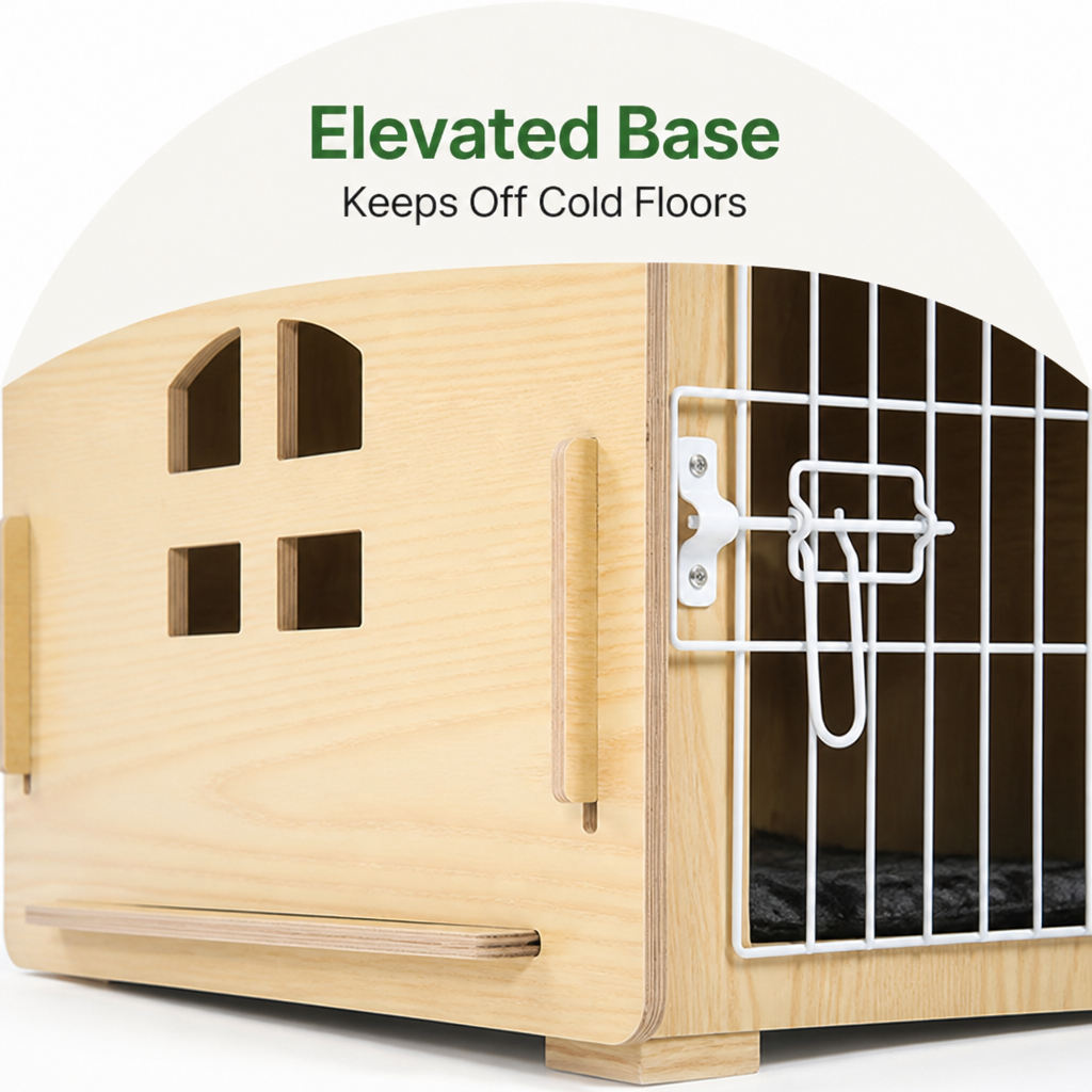 Petmarlow Elevated Wood & Ventilated Pet House (For Small Dogs & Cats) – view 10