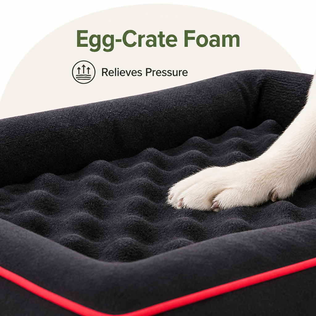 Petmarlow Orthopedic Egg-Crate Foam & Non-Slip Dog Bed (Removable Washable Cover) – view 13