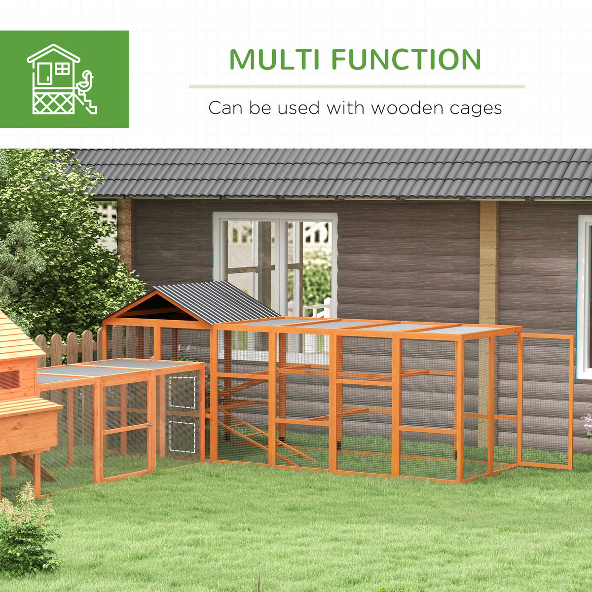 Wooden Chicken Coop Run for 6-10 Chickens with Storage – view 8