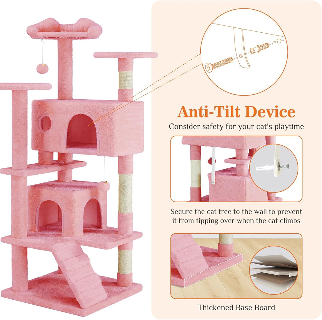 54" Cat Tree Tower with Sisal Grab Post and Toys – view 9