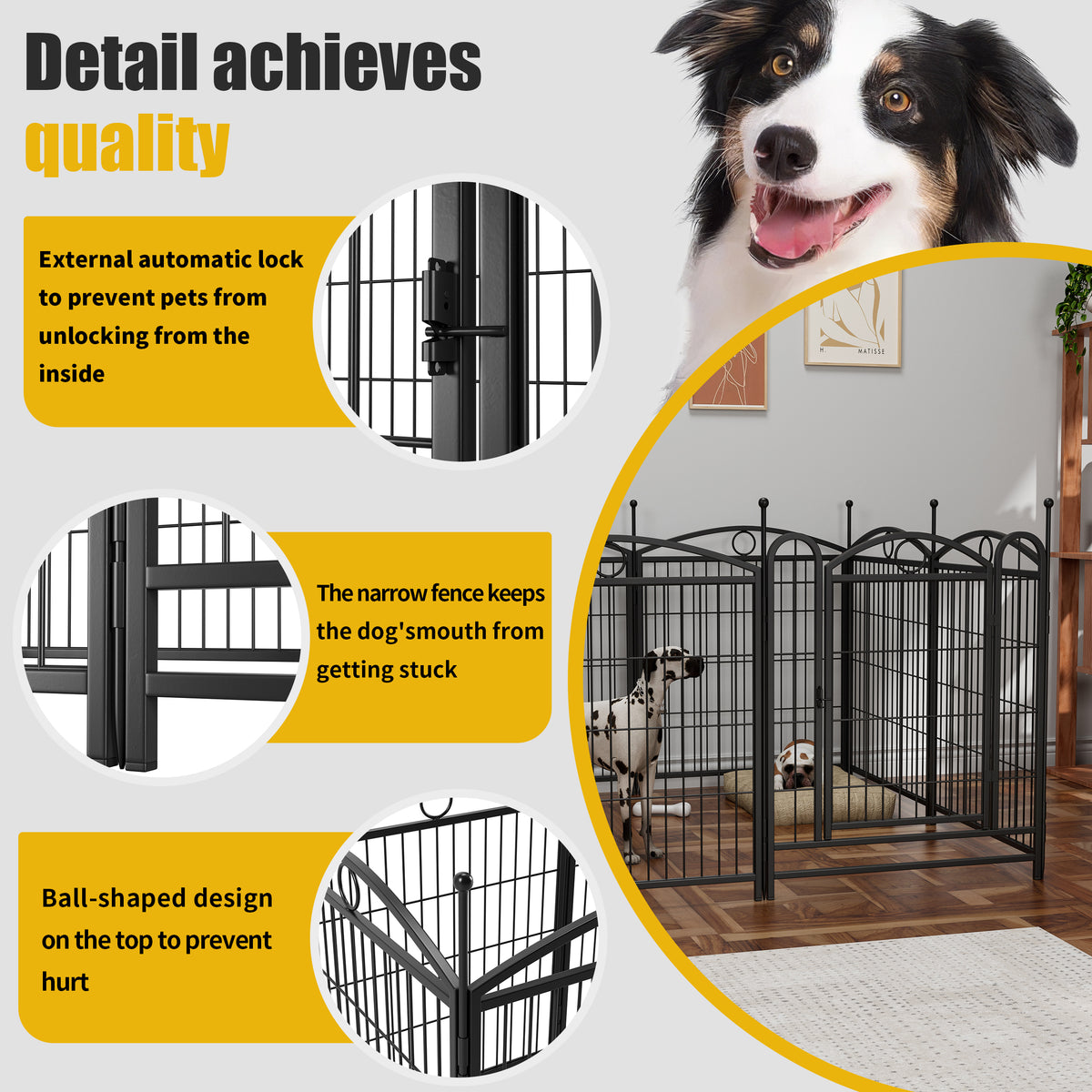 Dog Playpen Indoor 32 Inch Heavy Duty Metal Fence – view 13