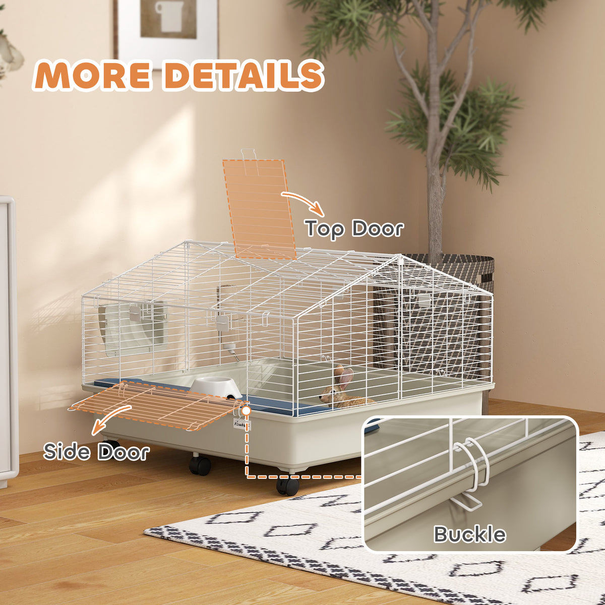 Rolling Small Animal Cage with Feeder and Water Bottle – view 9