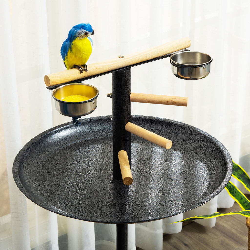 Portable Bird Play Stand with Stainless Steel Bowls and Wheels – view 8