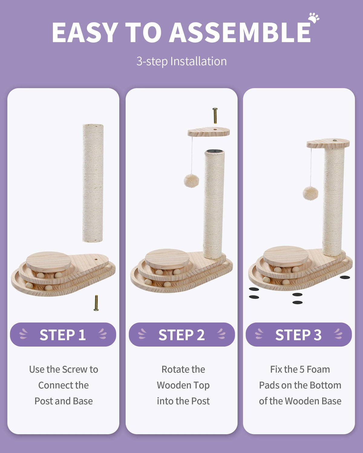 Sisal Cat Scratching Post with Ball Track