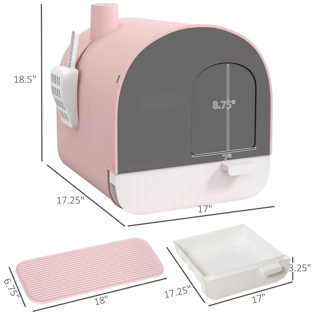 Pink Cat Litter Box With Lid, Scoop, and Filter for Easy Cleaning – view 7