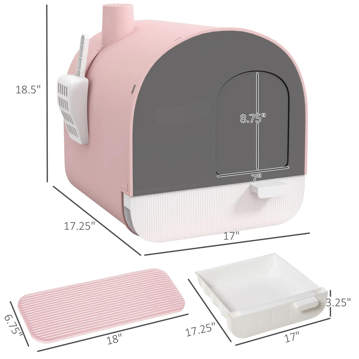 Pink Cat Litter Box With Lid, Scoop, and Filter for Easy Cleaning – view 7