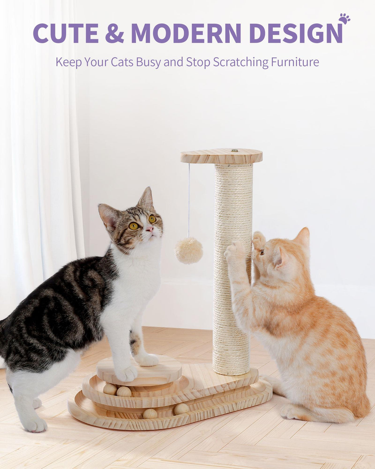 Sisal Cat Scratching Post with Ball Track