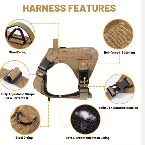 Tactical Service Dog Harness Vest for Large Dogs