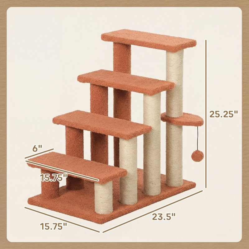 4 Levels Cat Steps with Scratching Posts for Easy Access – view 8