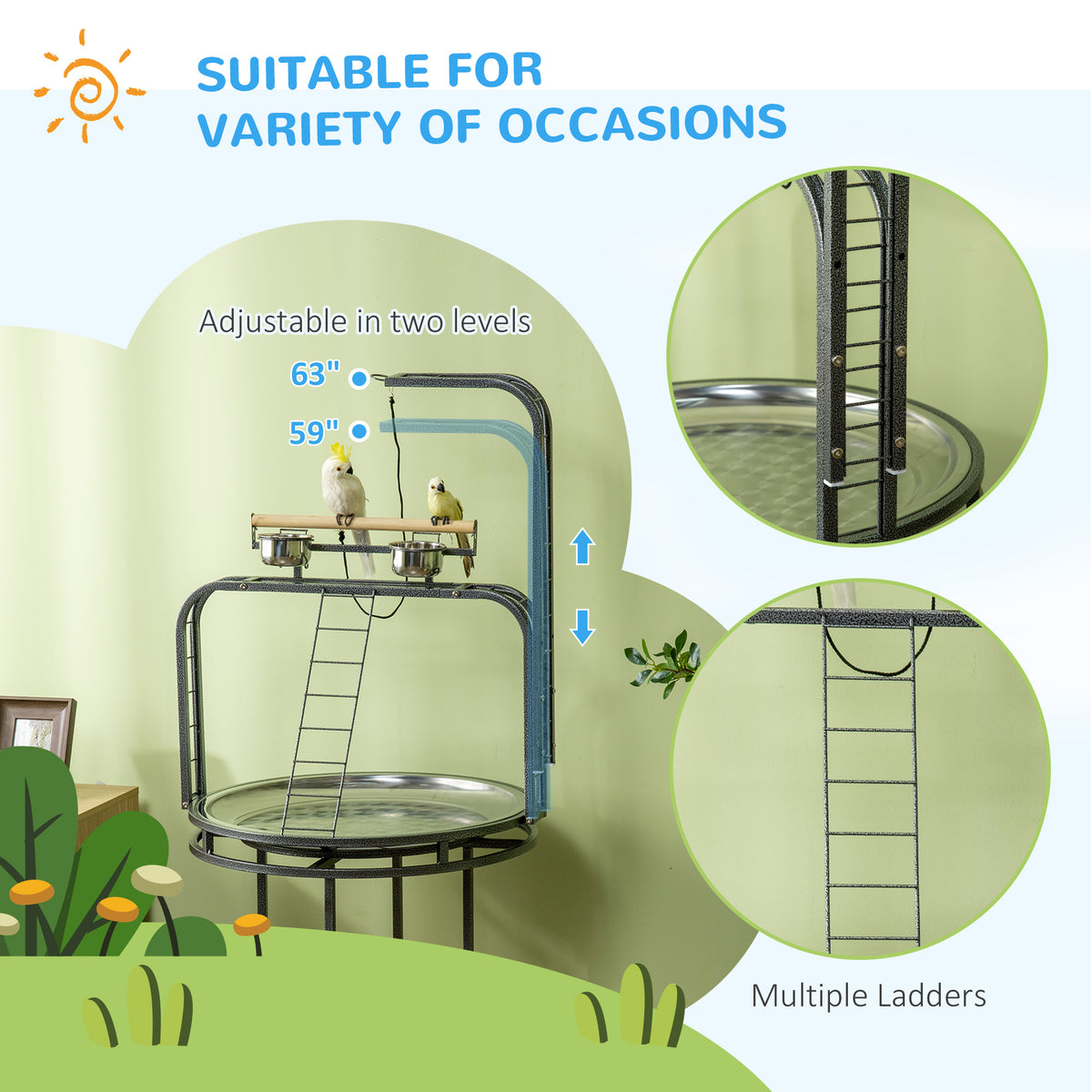 Bird Perch Stand with Toy Hook and Ladders for Exercise – view 8