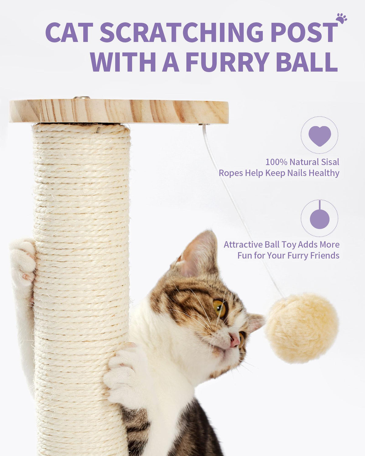 Sisal Cat Scratching Post with Ball Track