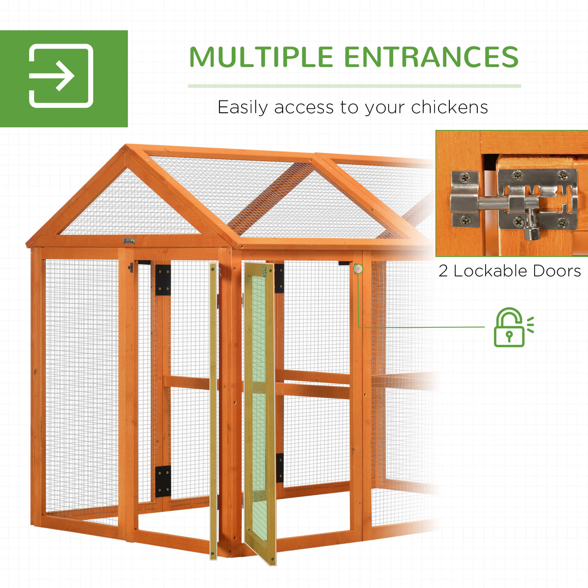 Wooden Chicken Run with Perches for Poultry Comfort – view 9