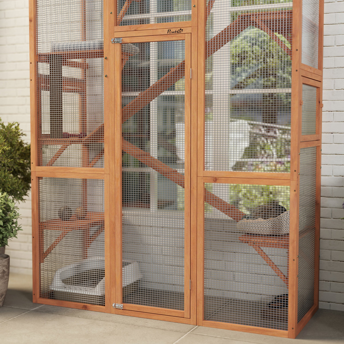 Outdoor Catio Cat Enclosure with Jumping Platforms and Ramps – view 8