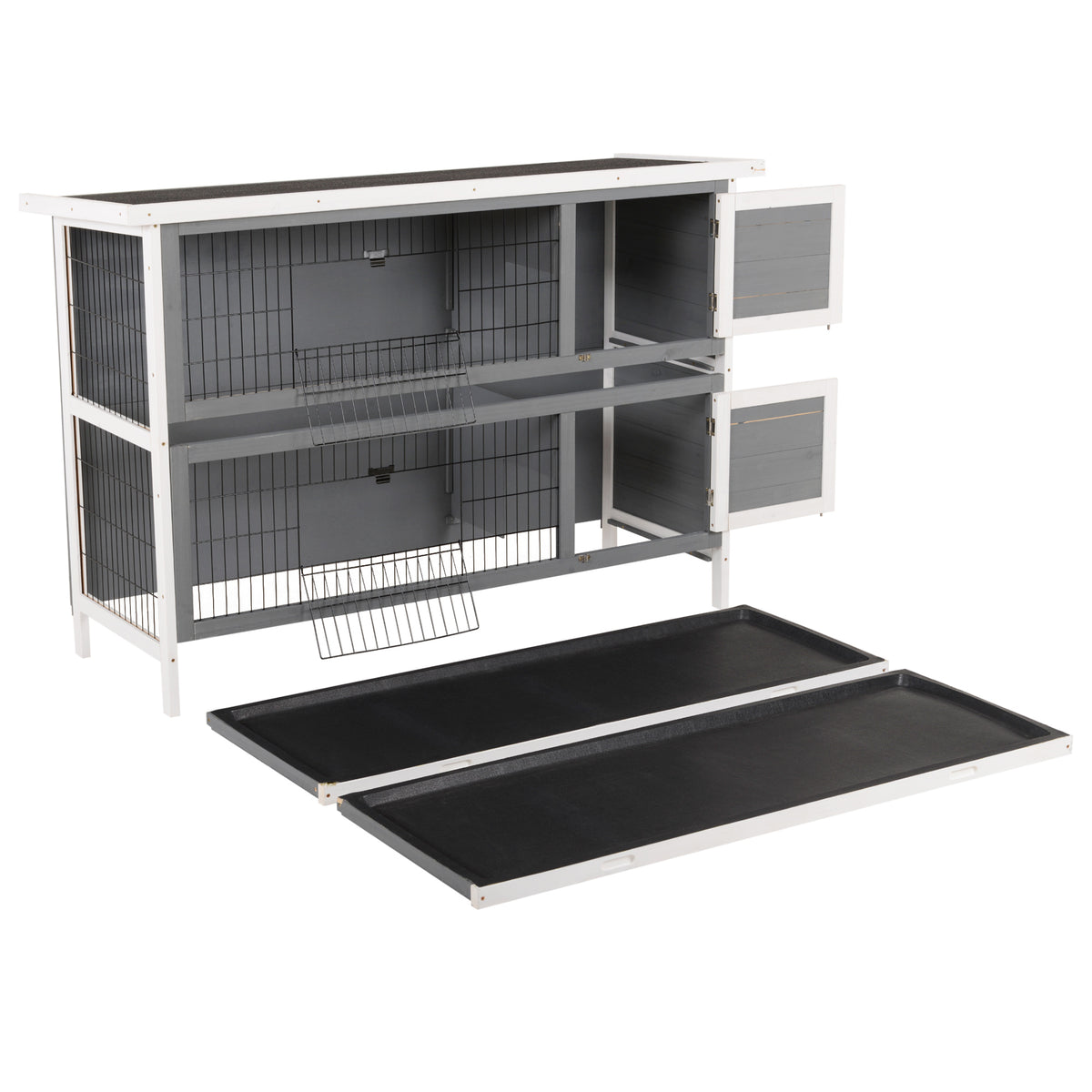 Large 2-Story Rabbit Hutch for Small Animals with Lockable Doors – view 7