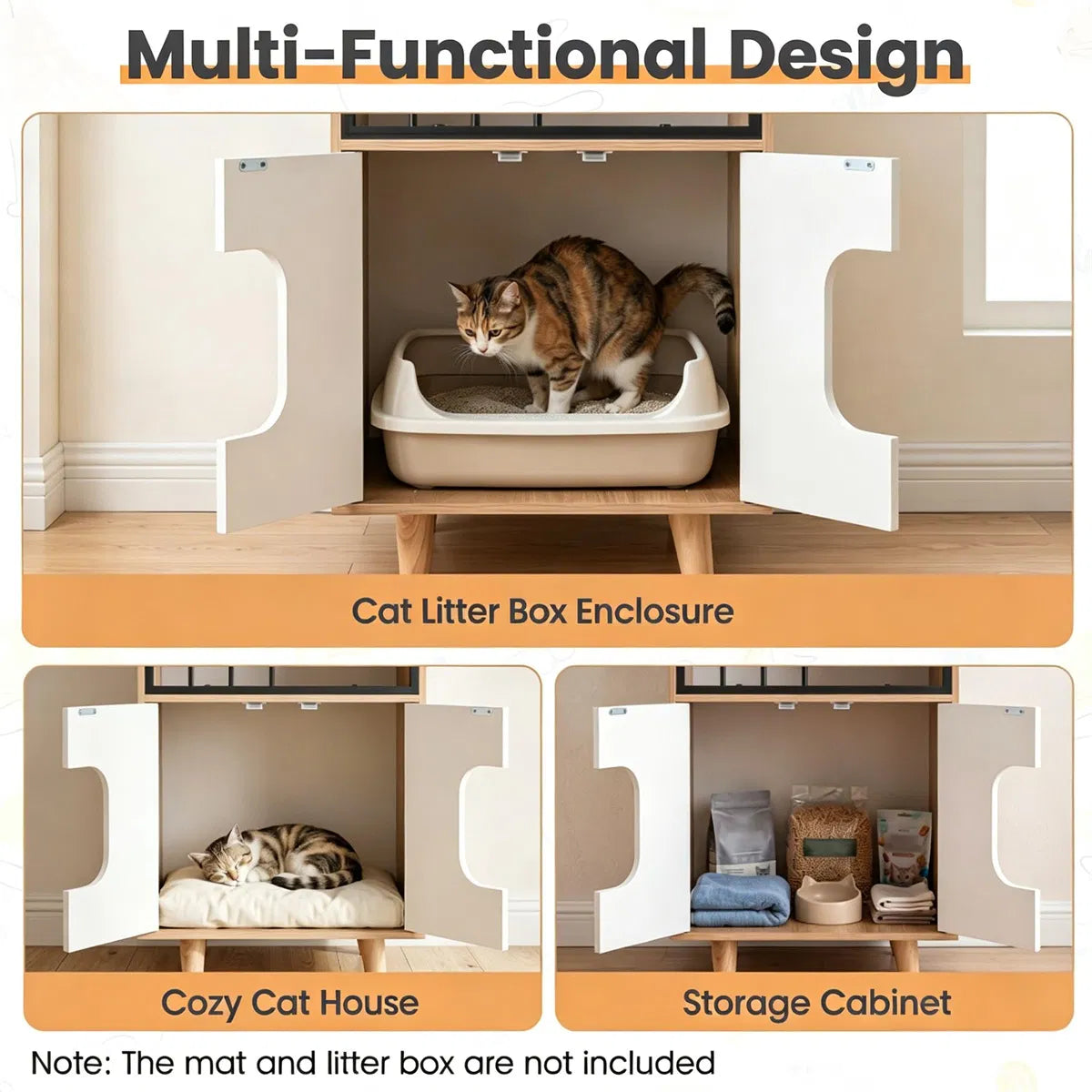 Hidden Cat Litter Box Furniture with Elevated Lounge – view 9