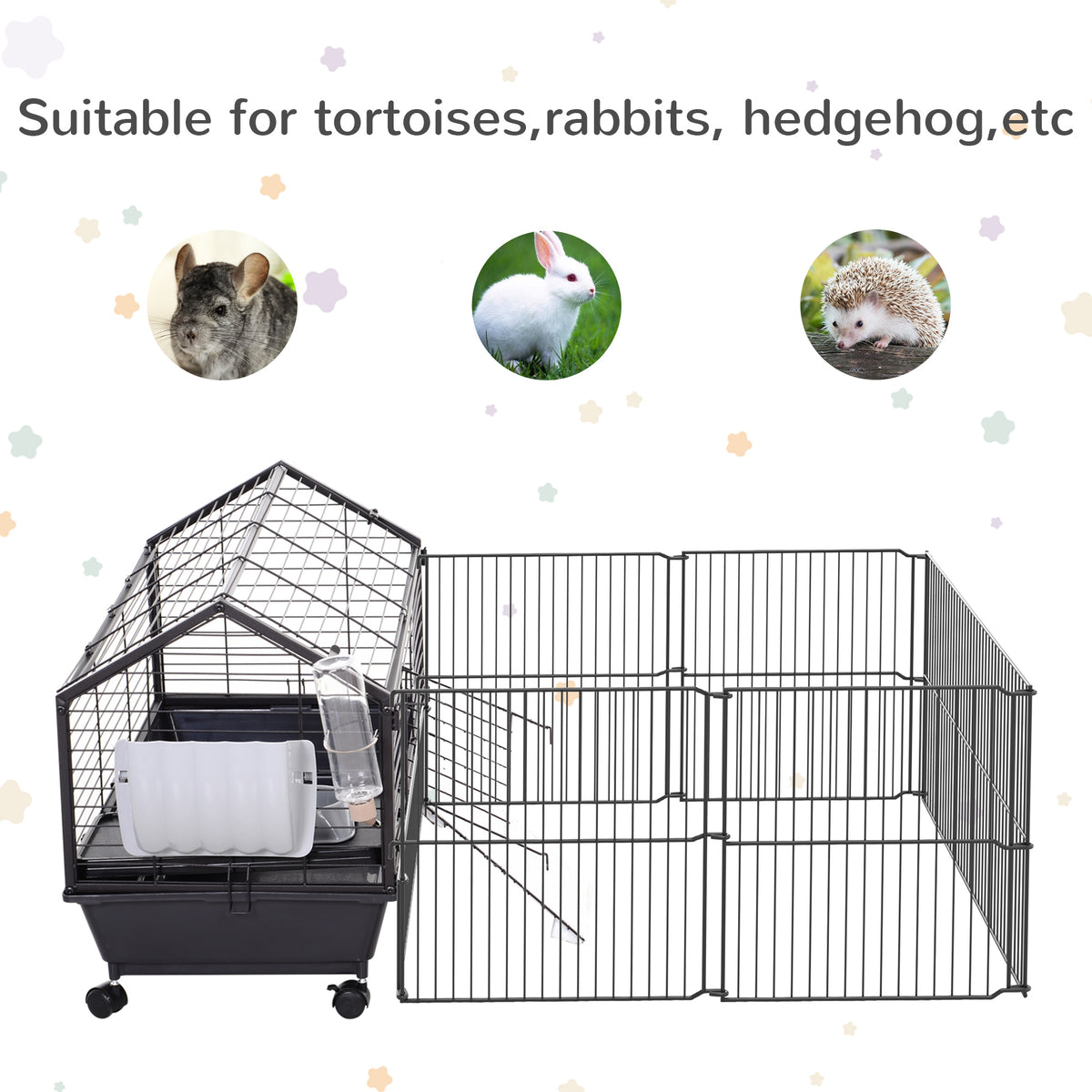 Rolling Metal Hutch Cage for Small Animals with Run – view 7
