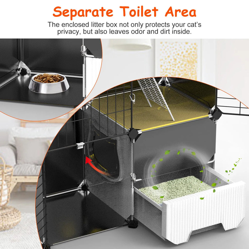 3 Tier Cat Cage with Litter Box and Hammock for Indoor Use – view 13