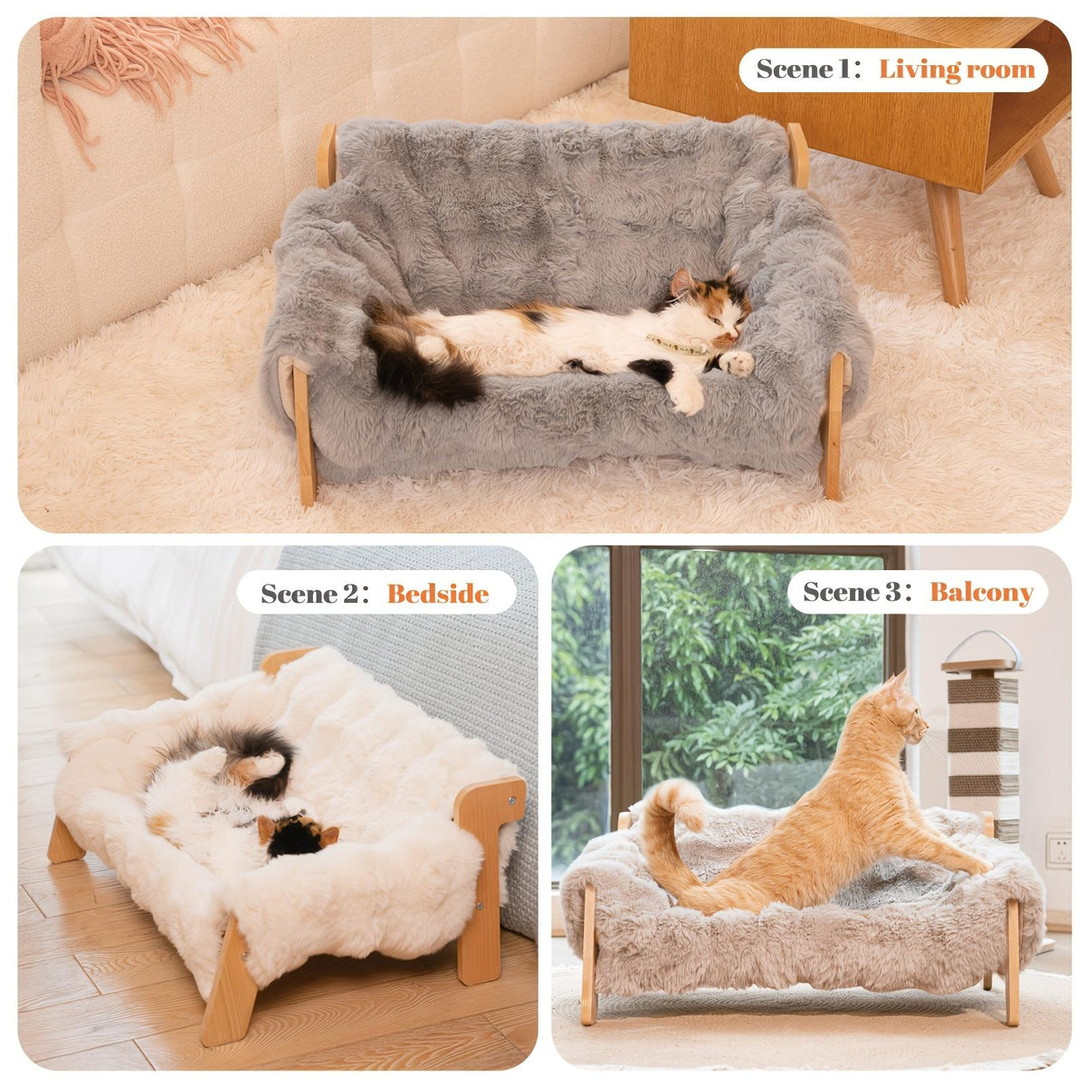 Soft Plush Cat Sofa Bed with Washable Cover – view 13