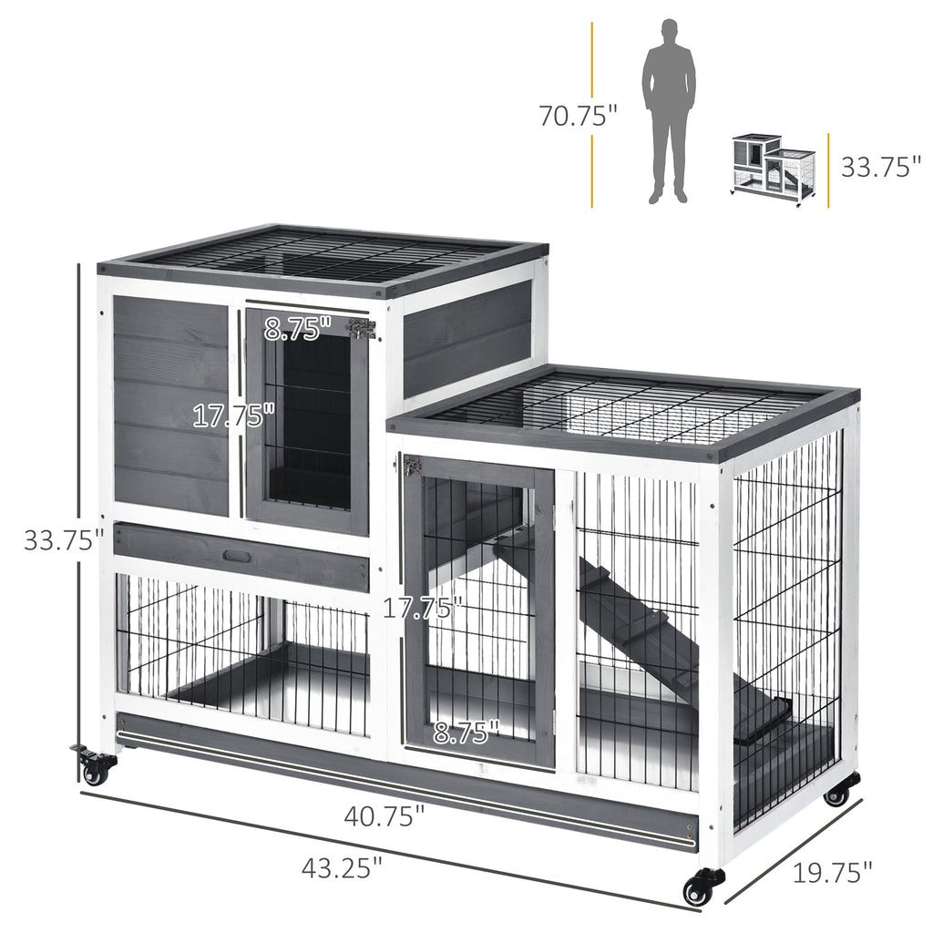 Wooden Rabbit Hutch with Enclosed Run and Wheels – view 9