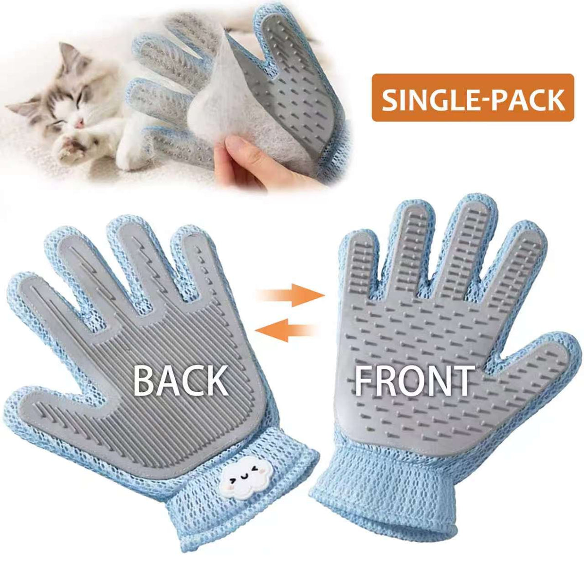 2-in-1 Pet Grooming Glove, Blue